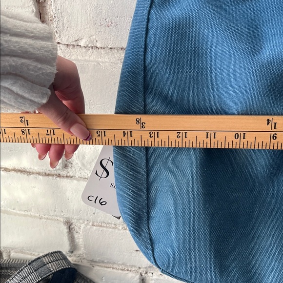 Blue Canvas Shoulder Bag hobo round bag - Picture 3 of 7